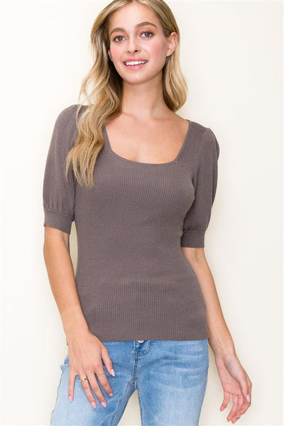 Vivian olive puff sleeve sweaters larges left
