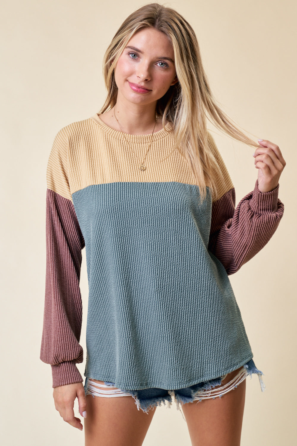 Plus Dylan various colorblock long sleeve tops