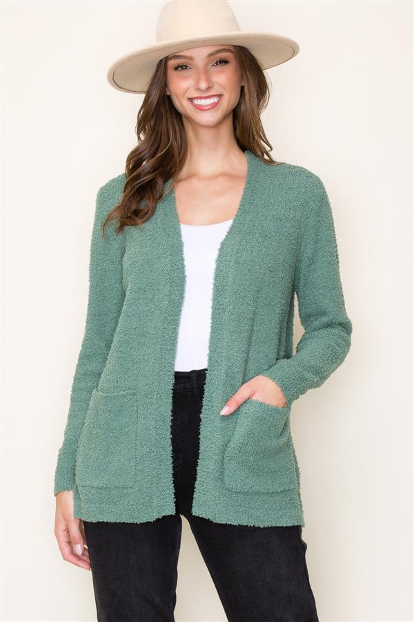 Tiff various colors fuzzy open cardigan