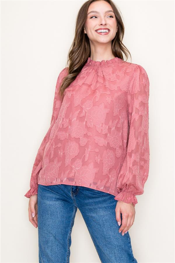 Faye dusty rose floral blouse
