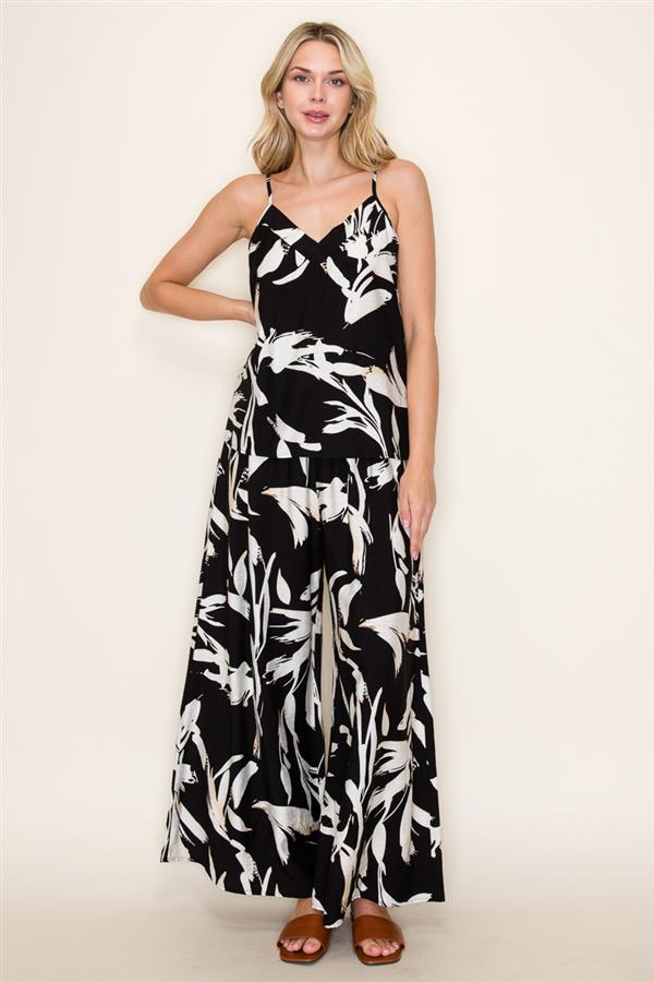 Jasmine black print two piece set small to xl