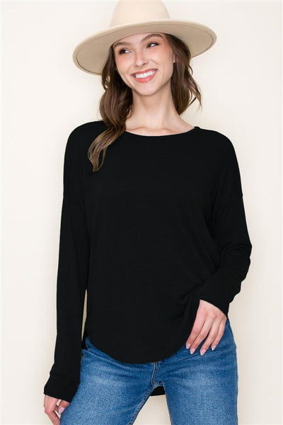 Jackie black long sleeve top small to XL