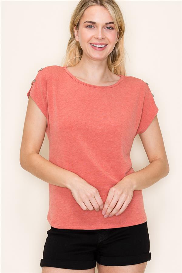 Aiden light rust cut out sleeve top small to xl