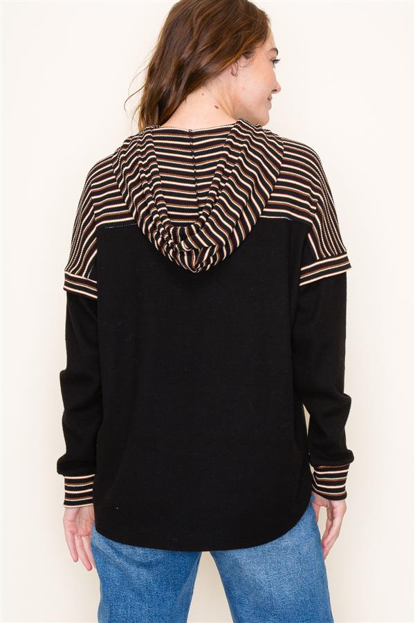 Maggie multi striped black top small to large