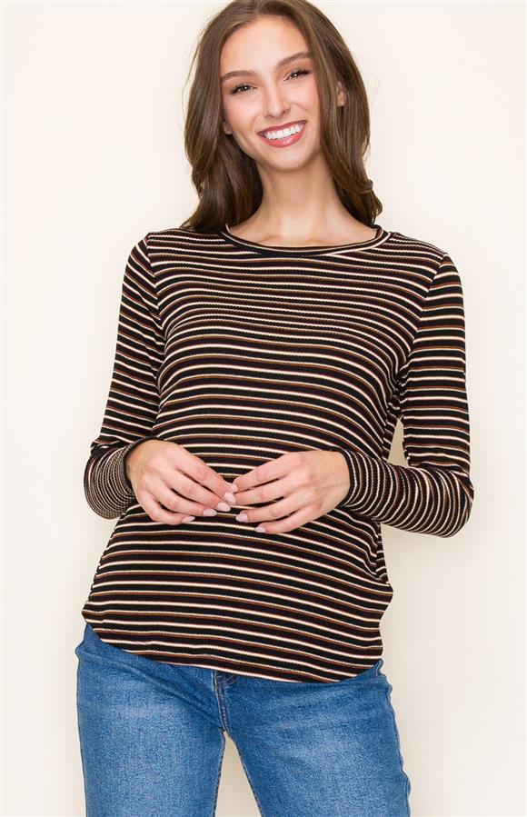 Maggie multi striped black top small to large