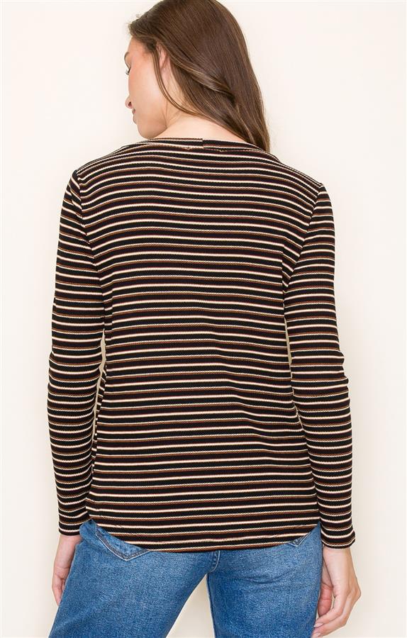 Maggie multi striped black top small to large