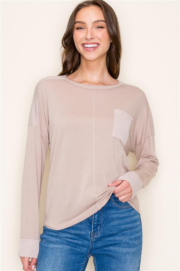 Alice taupe fabric blocked top small to xl