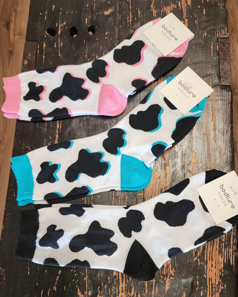 Cow print tube socks