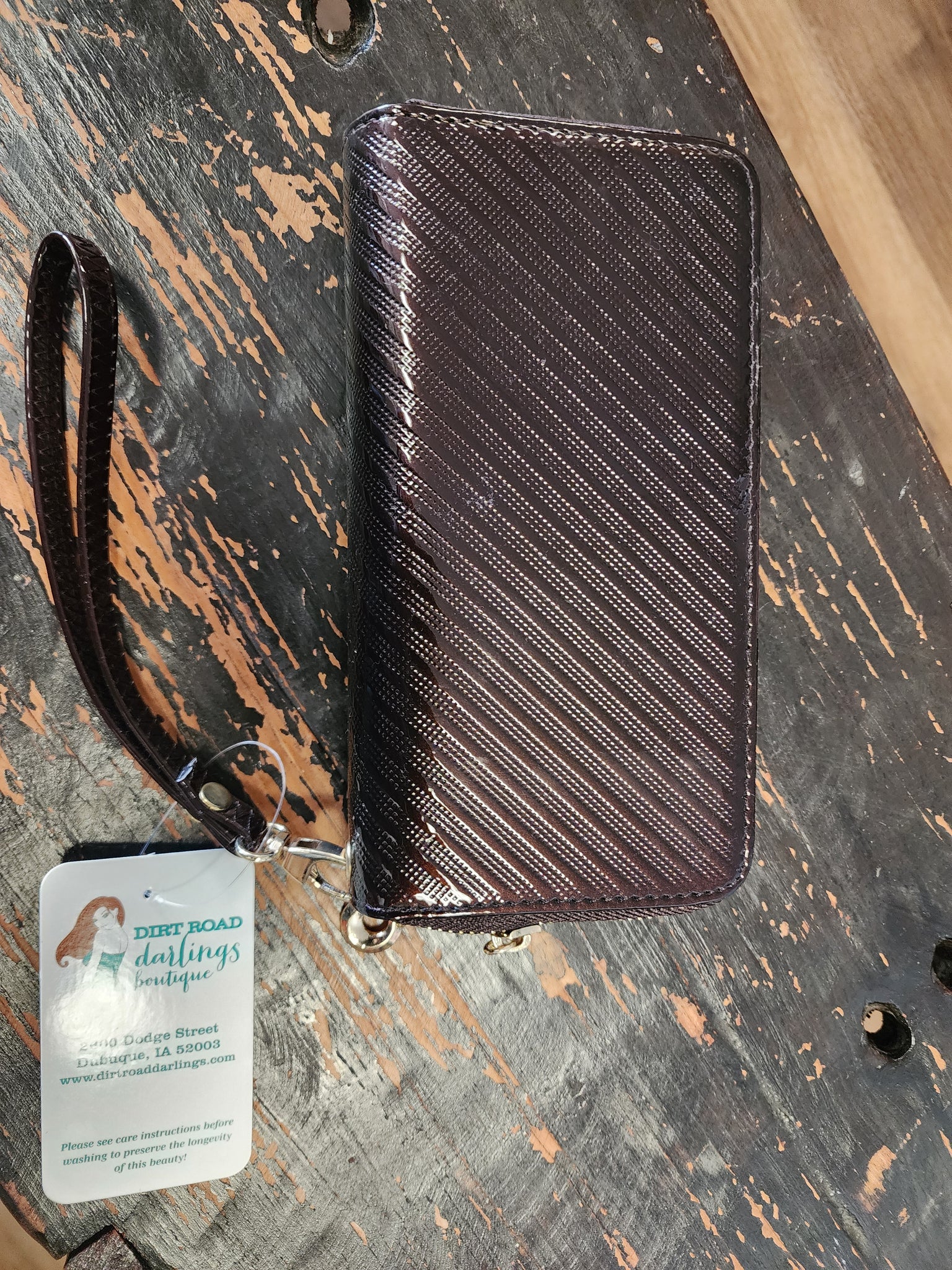 Brown Metallic double zip wallet
