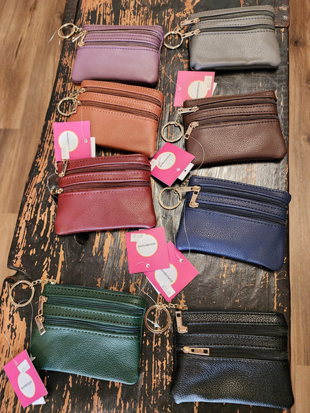 Key chain zipper pocket small wallet