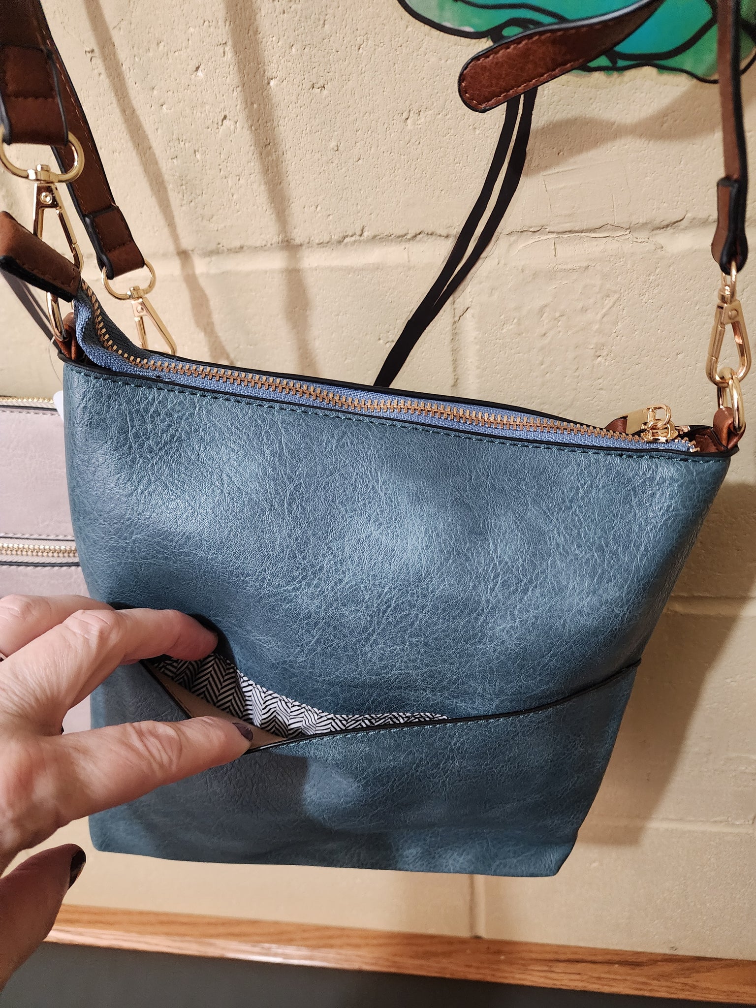 Open pockets crossbody