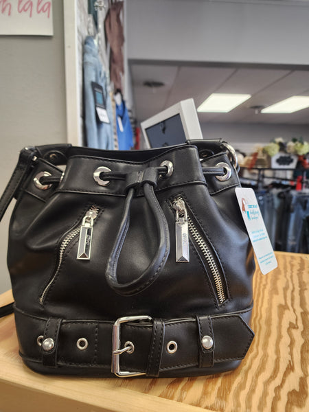 Buckle front bucket bag
