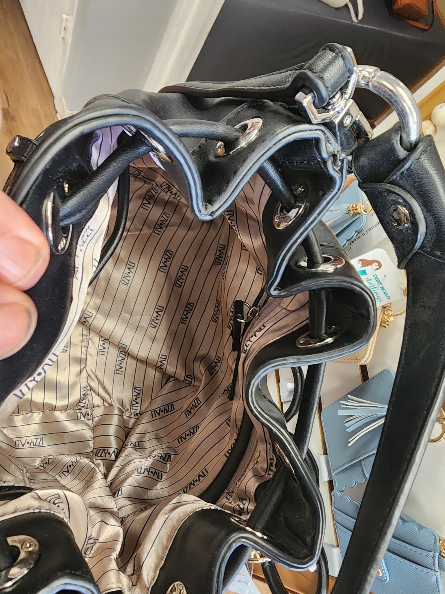 Buckle front bucket bag