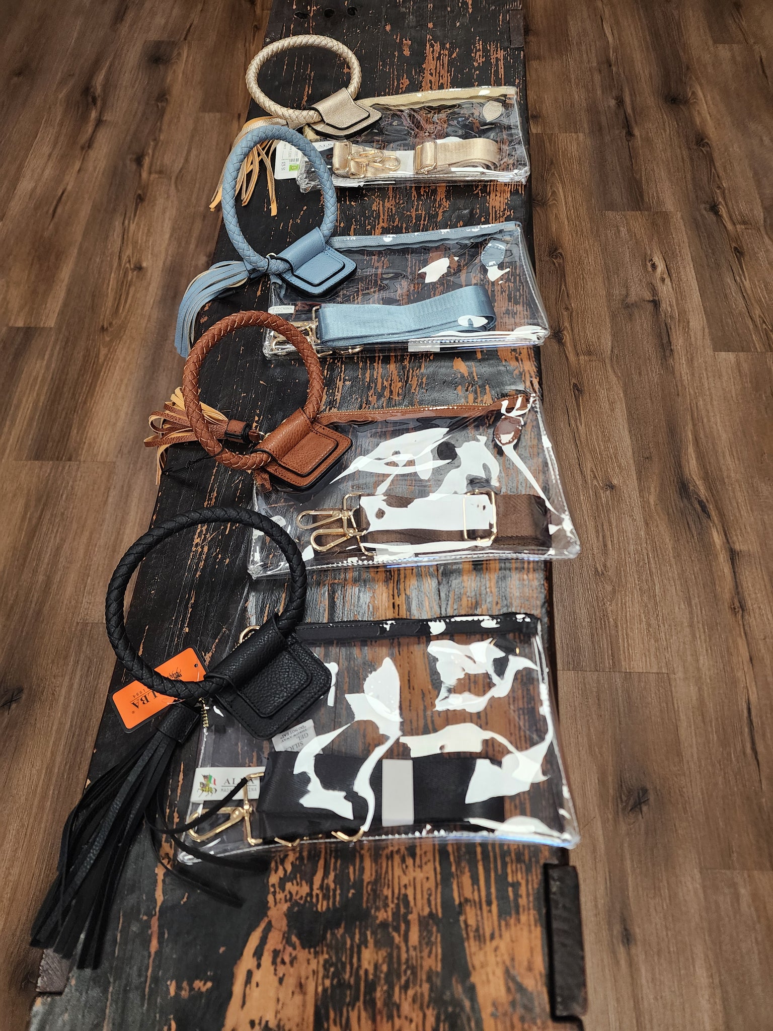 Clear bracelet wristlet bags with crossbody strap