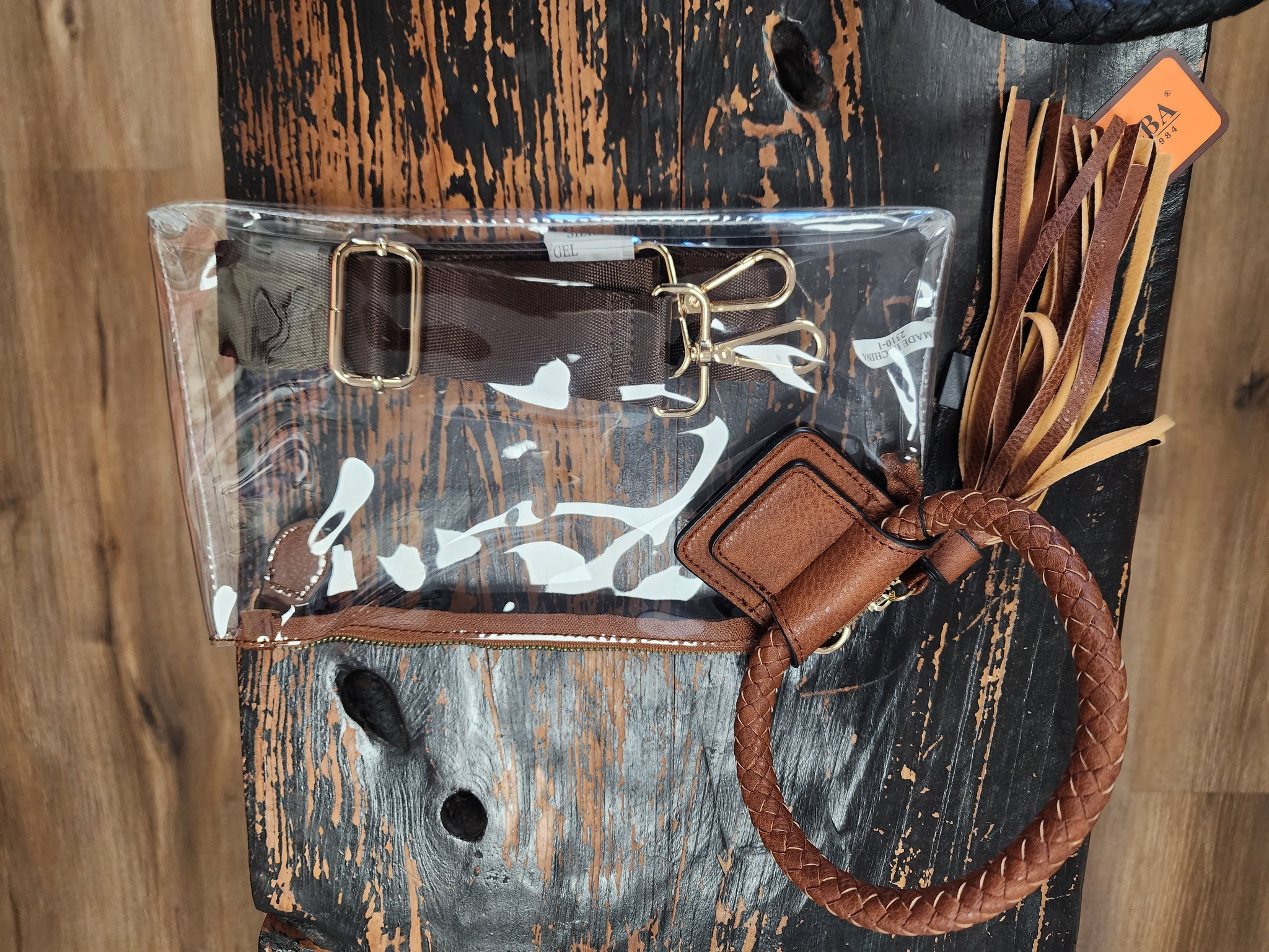 Clear bracelet wristlet bags with crossbody strap