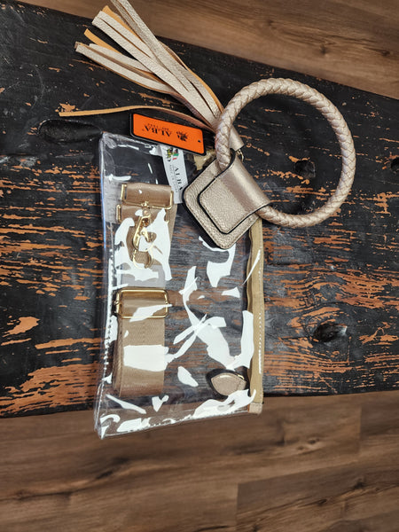 Clear bracelet wristlet bags with crossbody strap