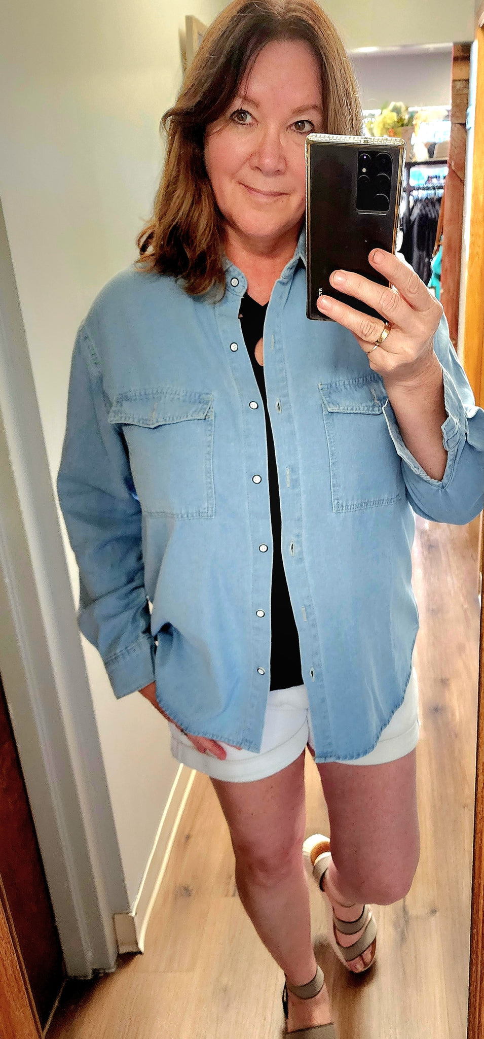 Jess oversized denim top small to xl