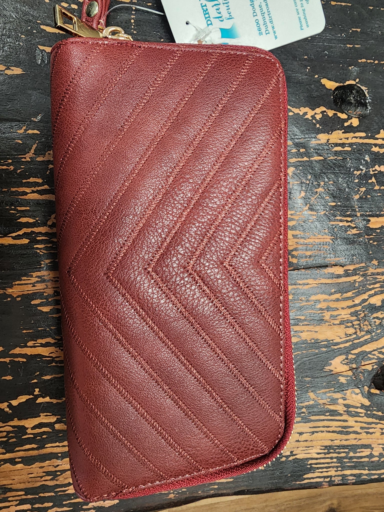 Quilted stitch double zip wallets