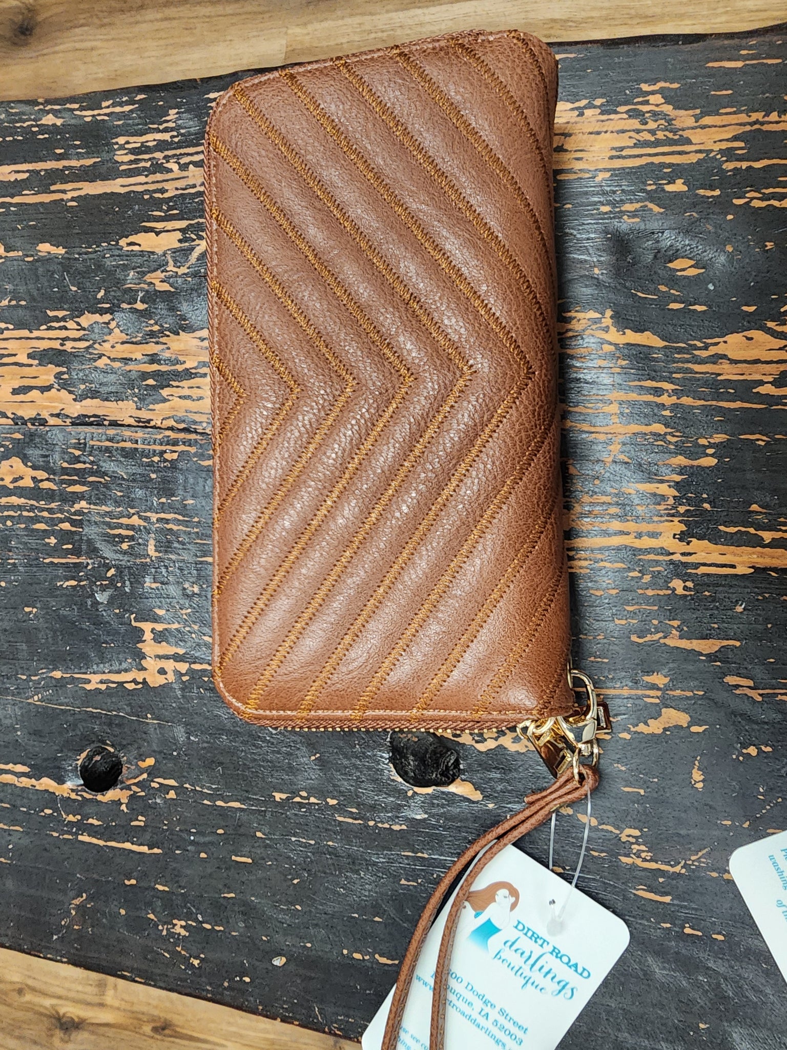 Quilted stitch double zip wallets