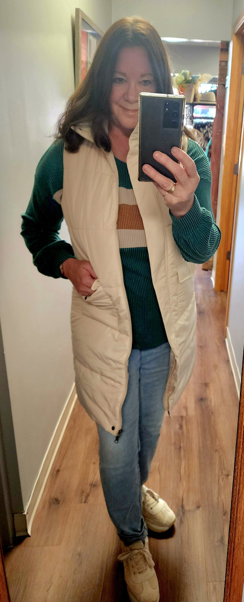 Lynnette long puffer vest small to XL