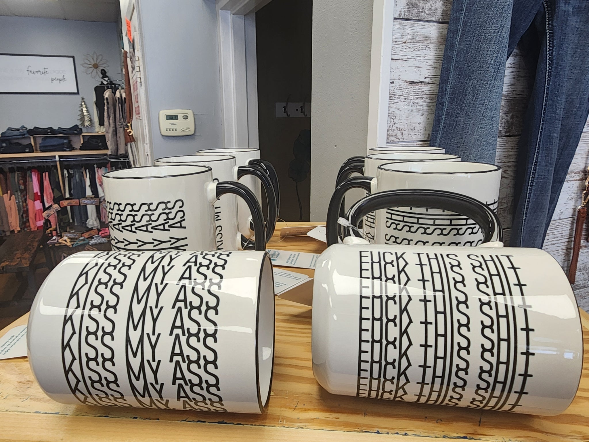 Tire track hidden message mugs