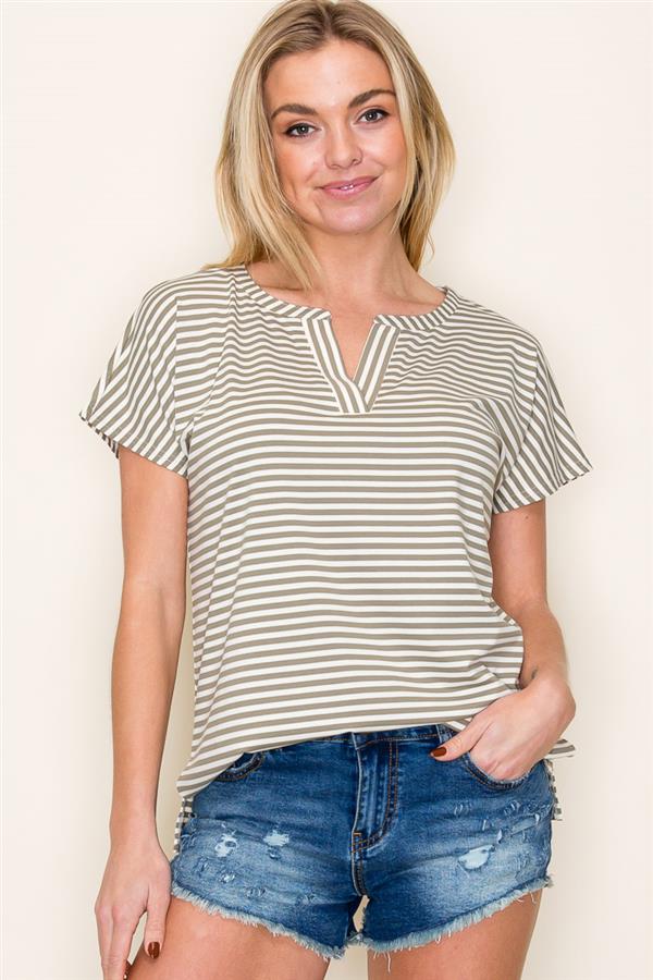 Jeri olive stripe top small left