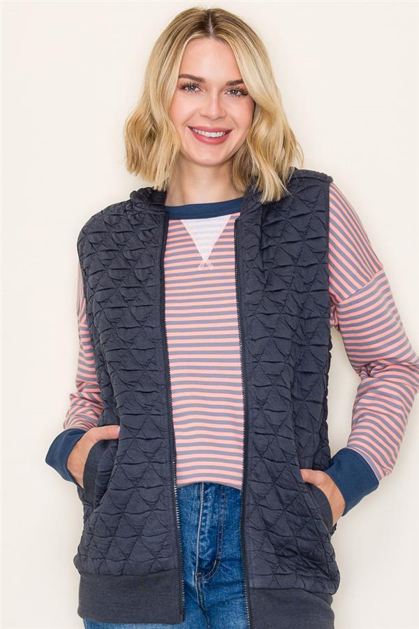 Janie zip front hoodie vest small to xl