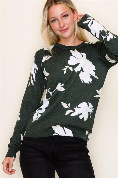 Julia green floral sweater small to xl