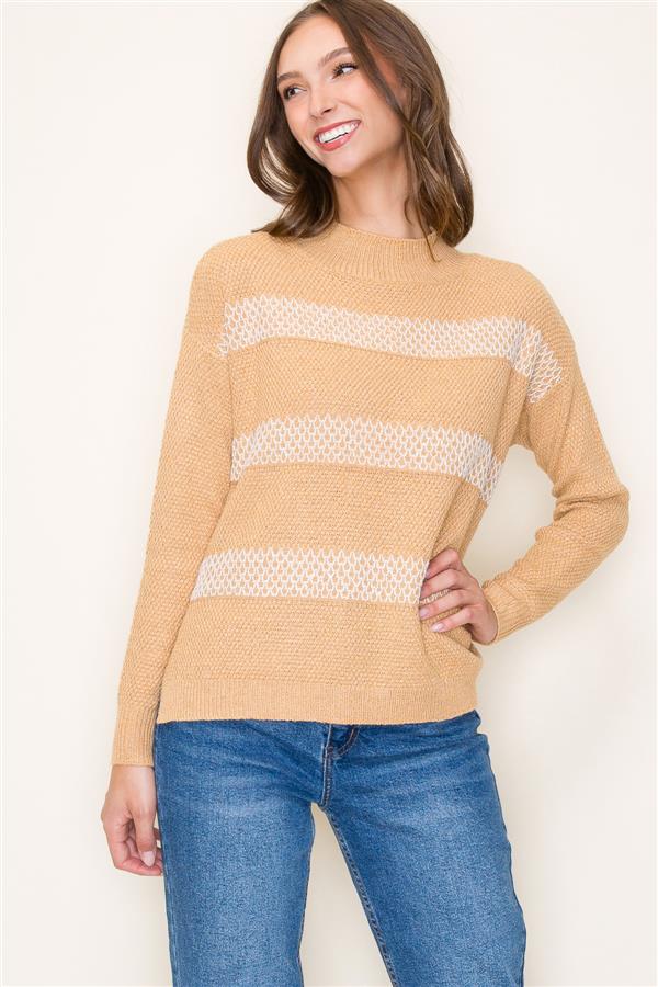 Boni camel bold stripe sweater