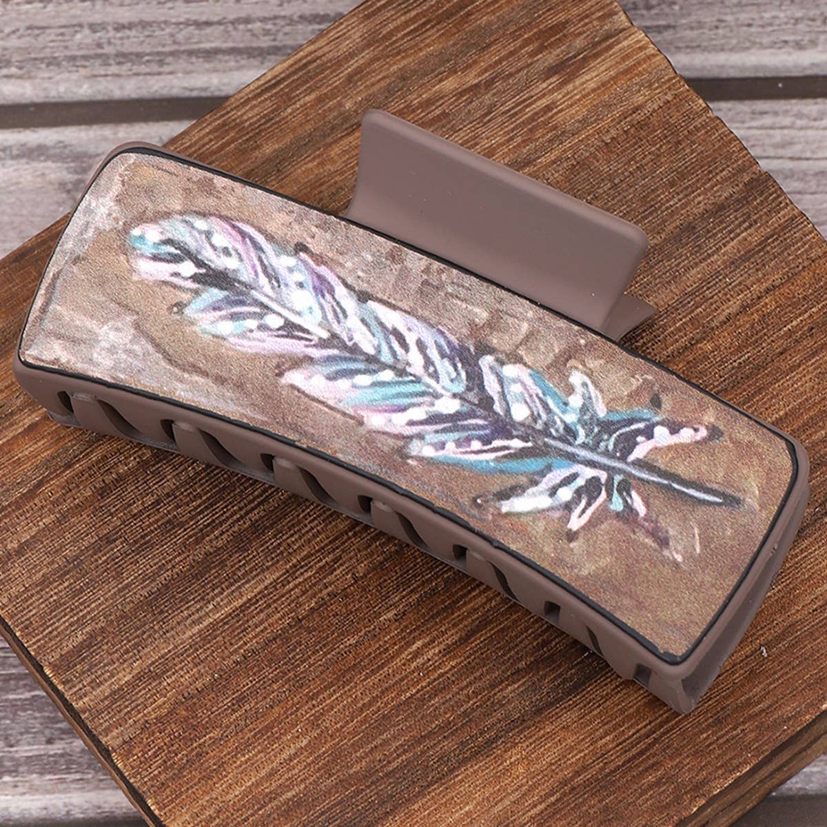 Leather hair claw clips