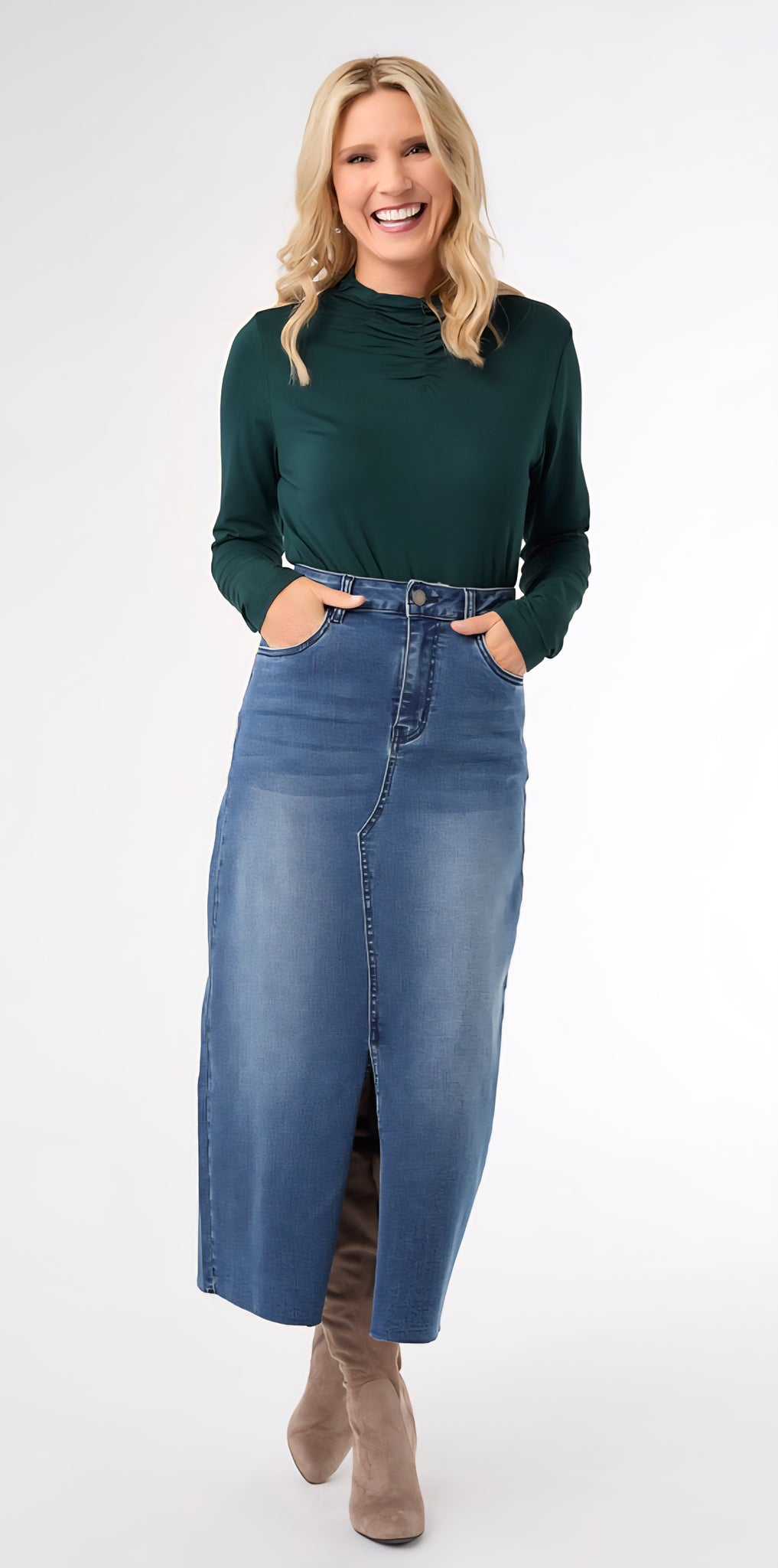 Denim midi skirt. Mediums only