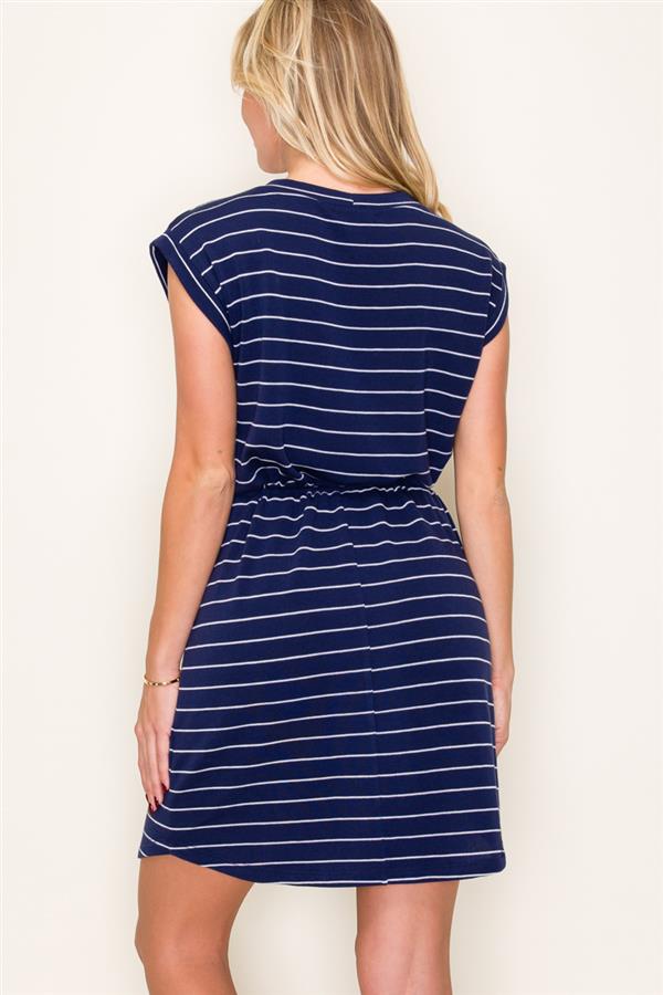 Kandy striped drawstring waist dress