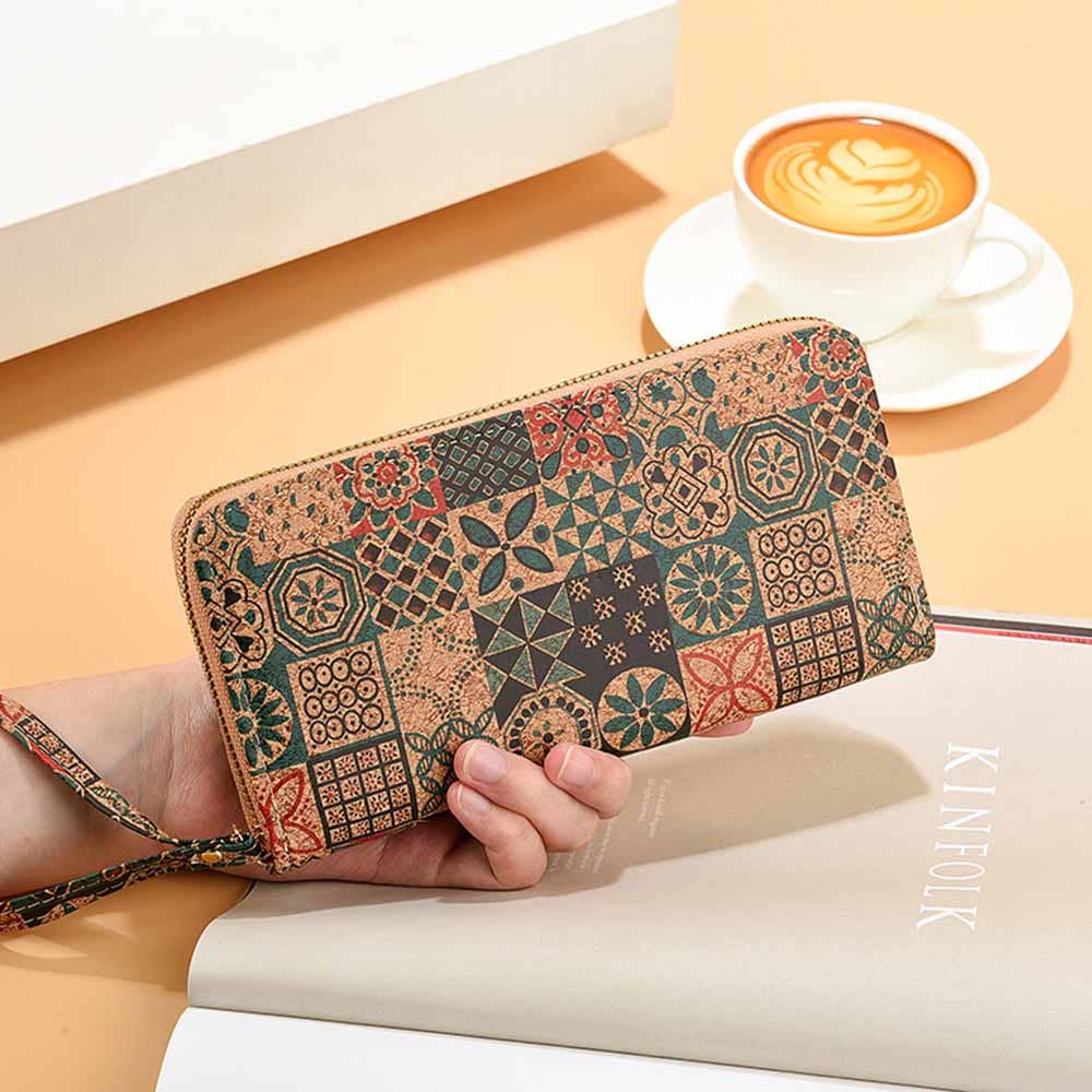 Print soft single zip wallet