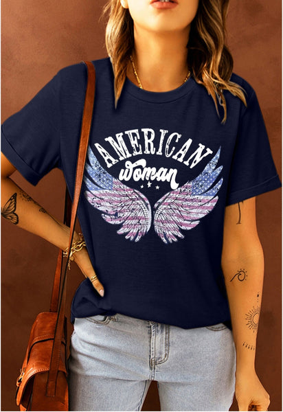 American woman tee small to xl