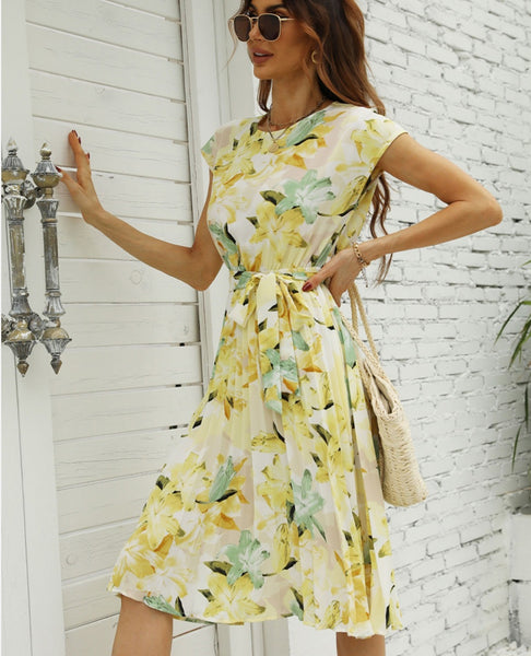 Shauna yellow floral dress