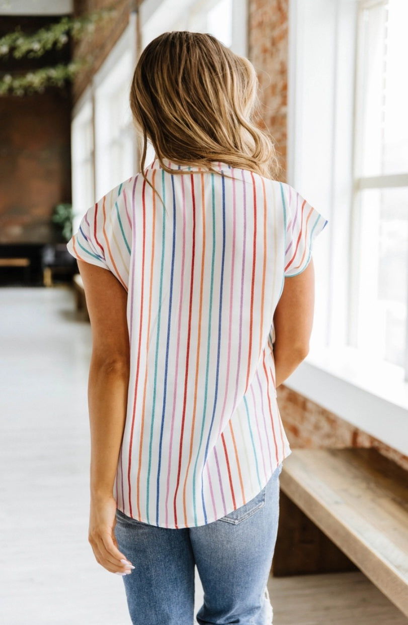 Debra multi stripe blouse small to xl