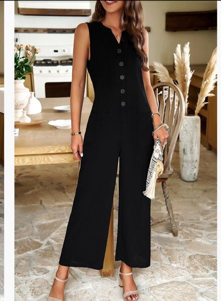 Lexi black button front jumpsuit small to xl