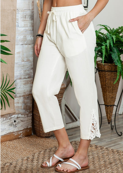 Steph white lace ankle pants small to xl