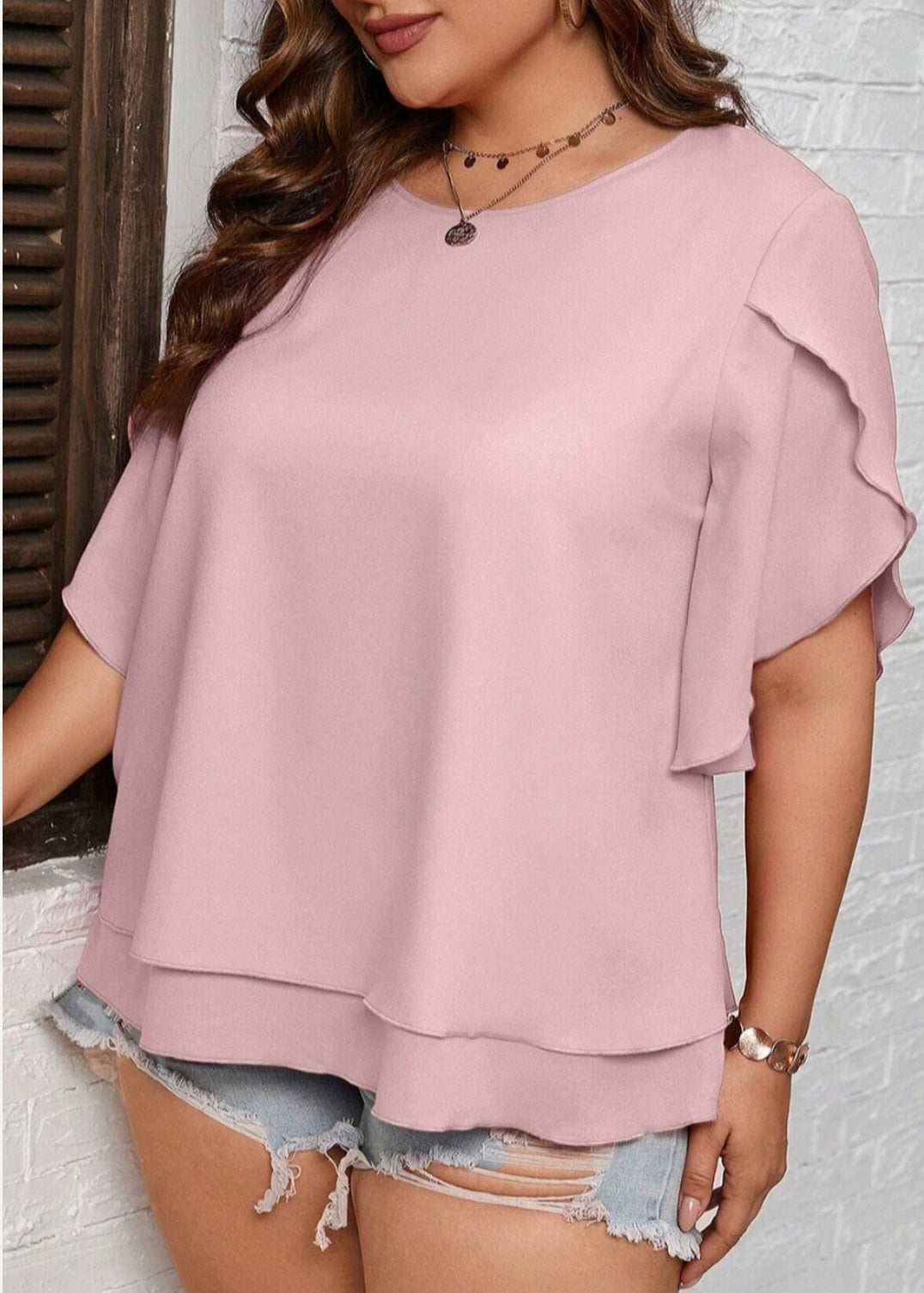 Plus Astrid pink layer blouse