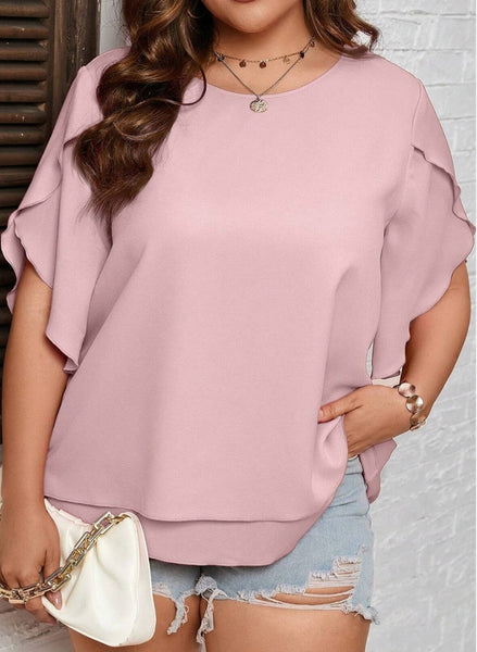 Plus Astrid pink layer blouse