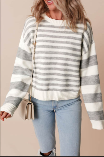 Nola grey striped sweater small to xl