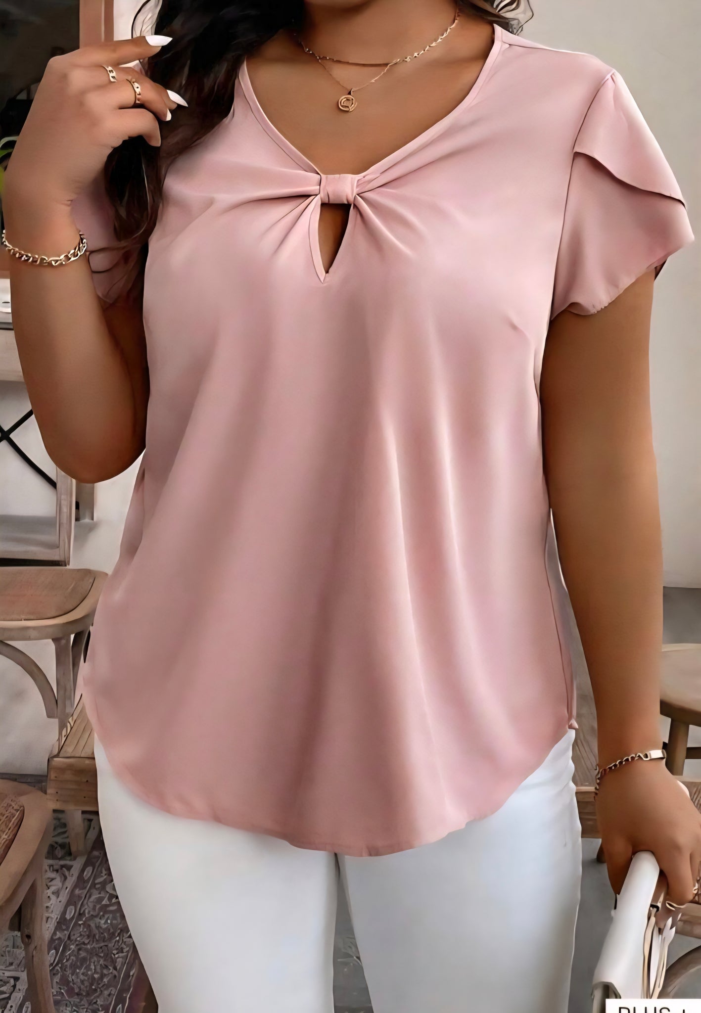 Plus Rosie knot front blouse