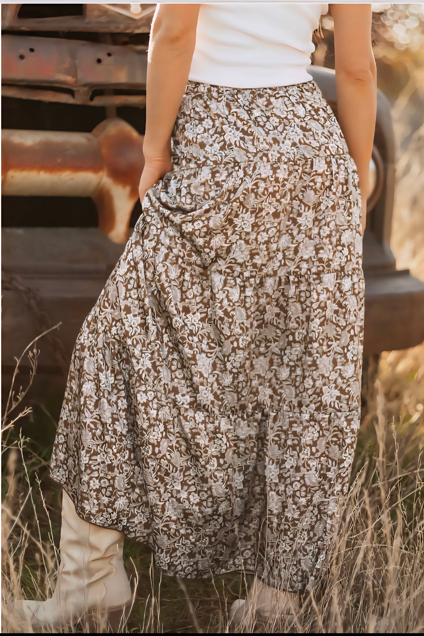 Jen mocha floral maxi skirt xl left