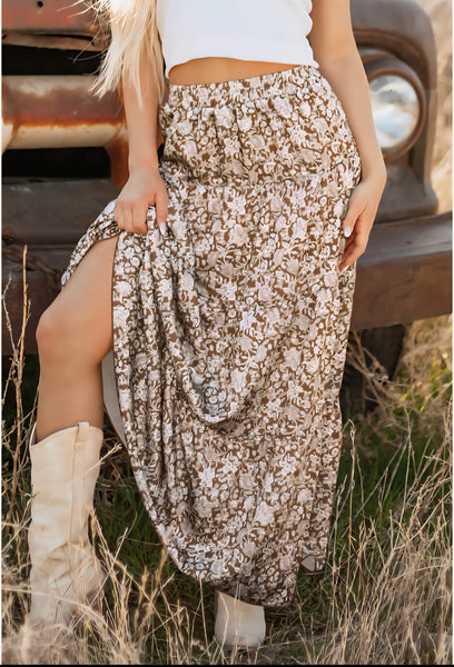 Jen mocha floral maxi skirt xl left