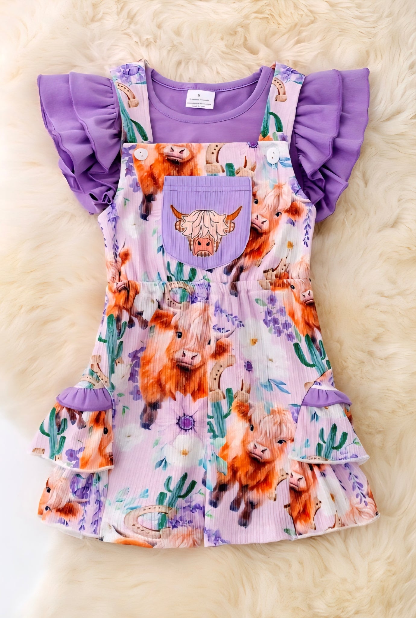 Highland cow 2 piece set size 18 to 24 mo  to 7