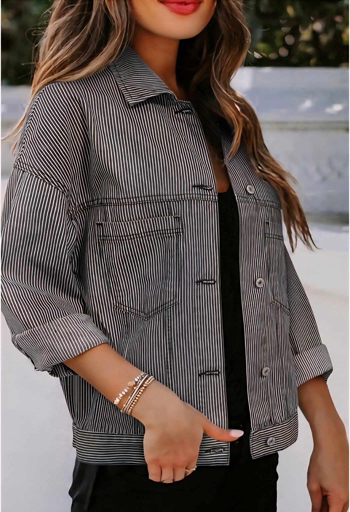 Freddie denim striped jacket small to xl