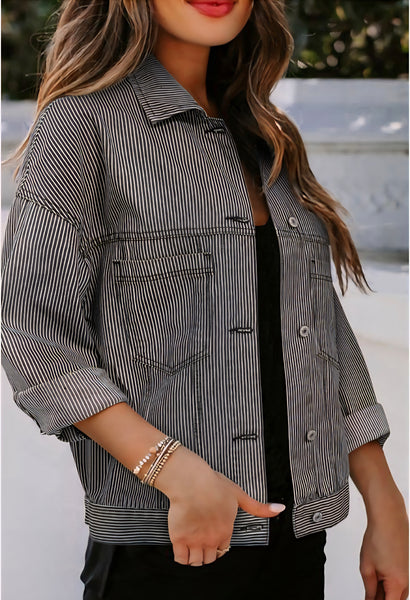 Freddie denim striped jacket small to xl