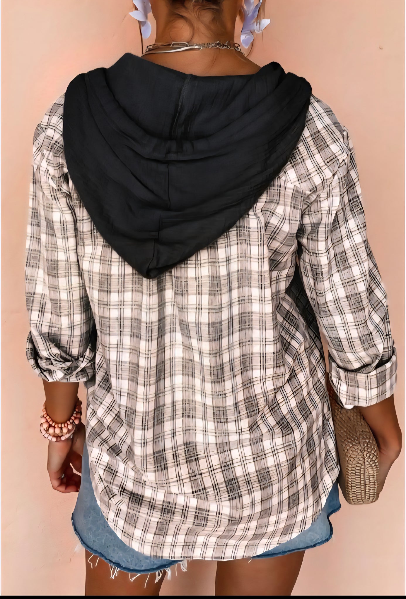 Pilar plaid hoodie top small to xl