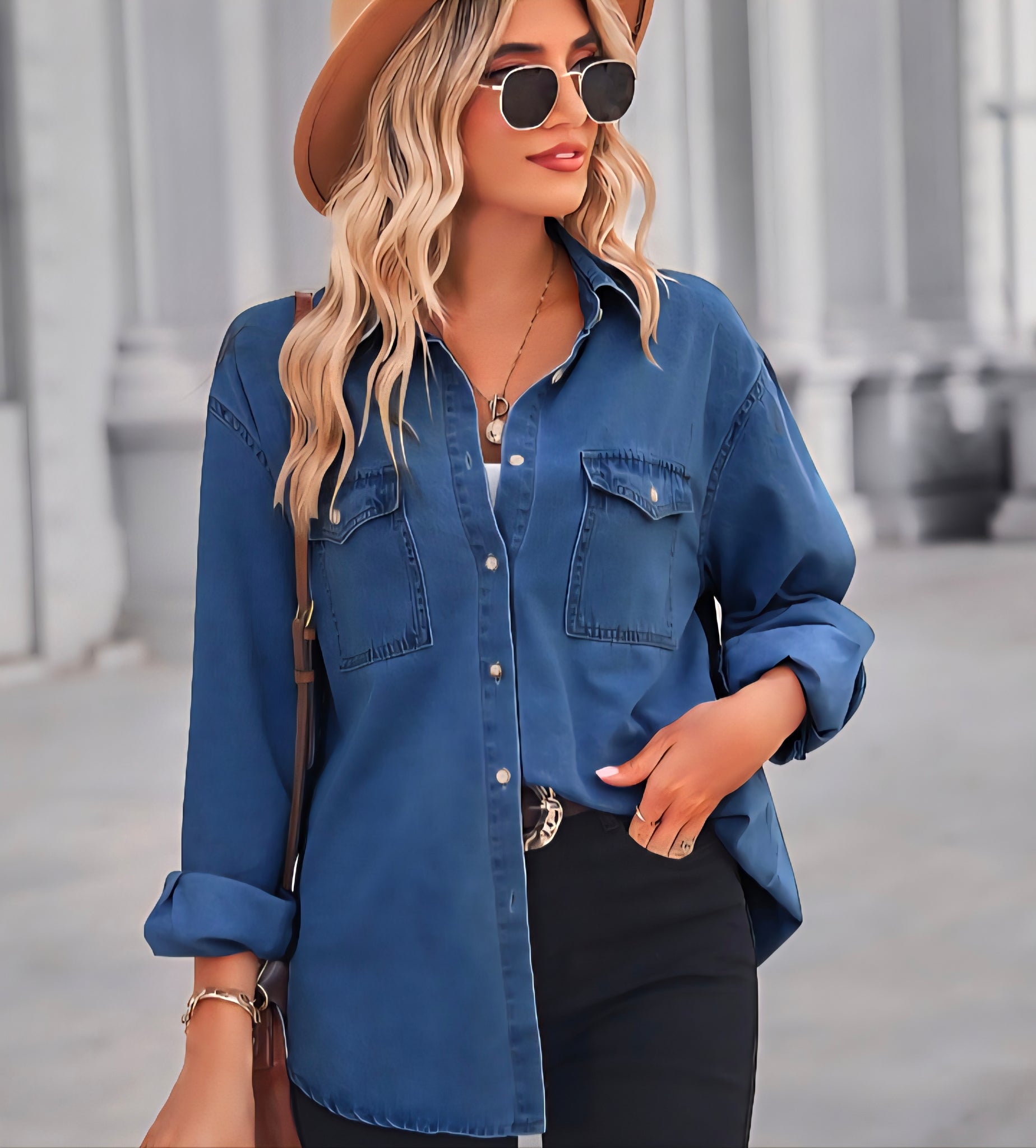 Jess oversized denim top small to xl