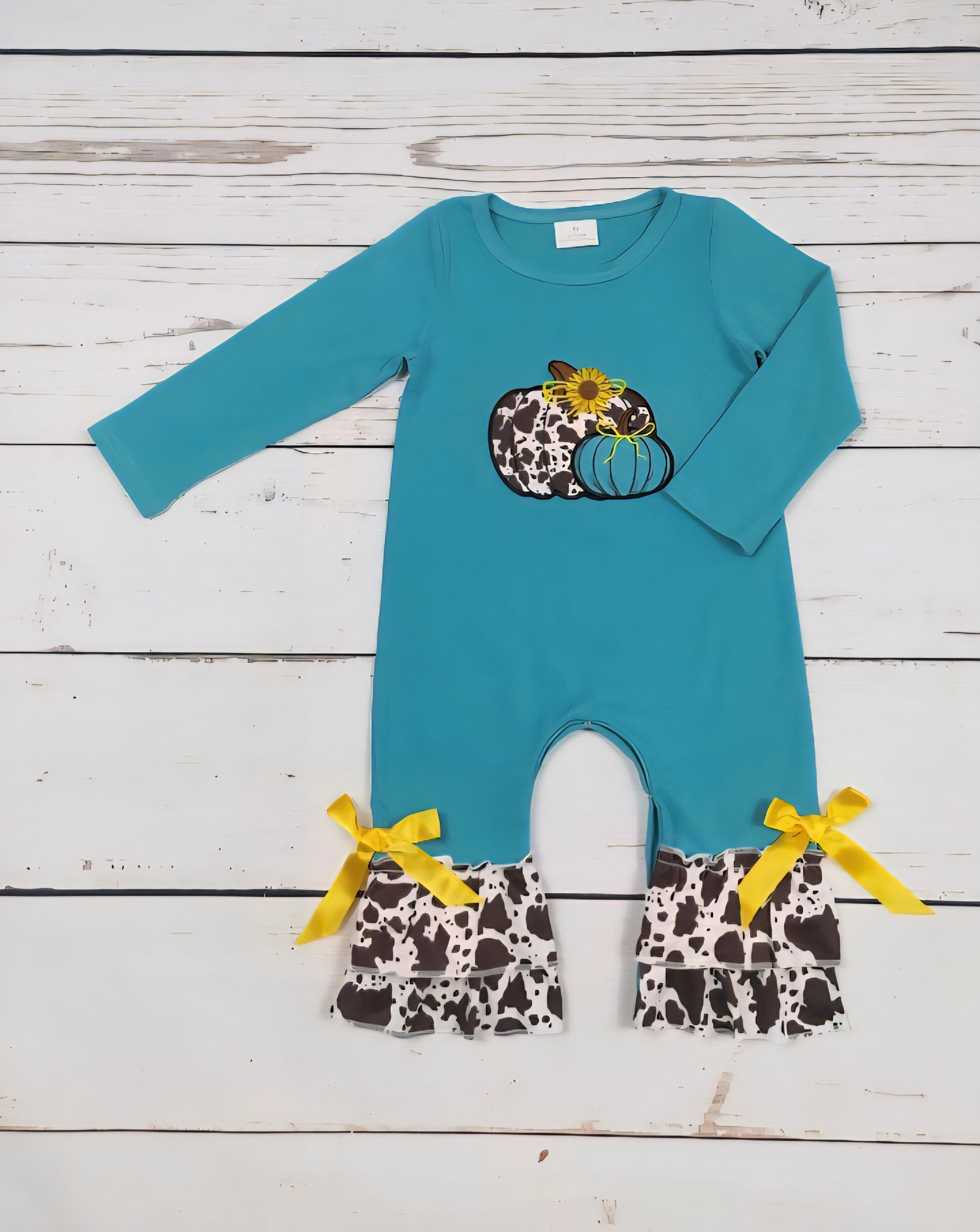 Tilly cow print pumpkin romper